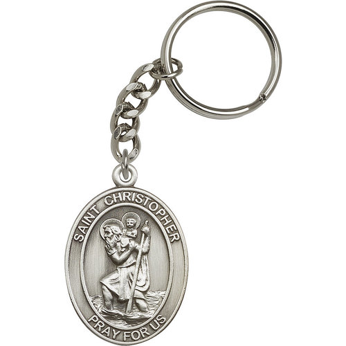 Bliss St. Christopher Keychain, Antique Silver Bliss St. Christopher Keychain, Antique Silver