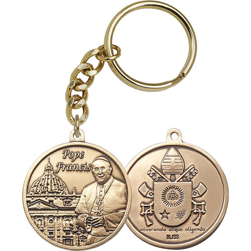 Bliss Pope Francis Keychain, Gold Oxide Bliss Pope Francis Keychain, Gold Oxide