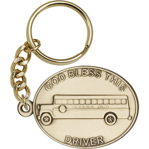 Bliss God Bless This Bus Driver Keychain, Antique Gold