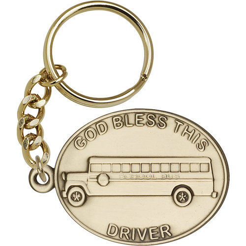Bliss God Bless This Bus Driver Keychain, Antique Gold Bliss God Bless This Bus Driver Keychain, Antique Gold