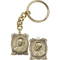Immaculate Heart of Mary Keychain, Antique Gold