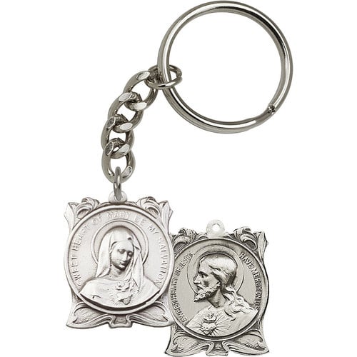 Bliss Immaculate Heart of Mary Keychain, Antique Silver