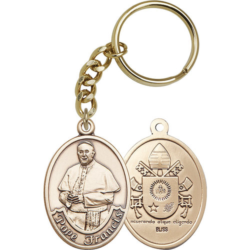 Bliss Pope Francis Keychain, Gold Oxide