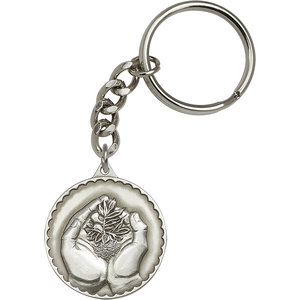 Bliss Faith Hand Serenity Keychain, Antique Silver