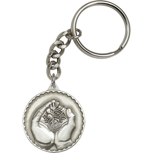 Bliss Faith Hand Serenity Keychain, Antique Silver Bliss Faith Hand Serenity Keychain, Antique Silver