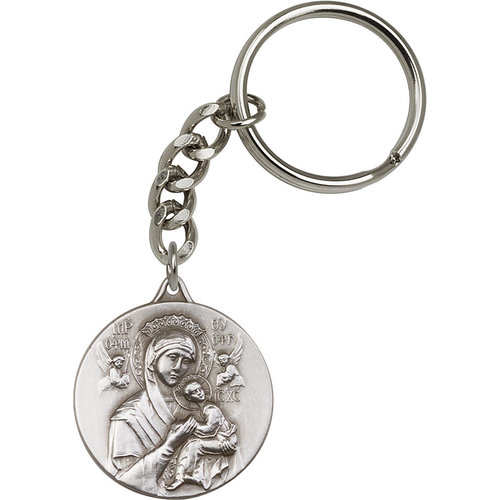 Bliss Our Lady of Perpetual Health Keychain, Antique Silver Bliss Our Lady of Perpetual Health Keychain, Antique Silver