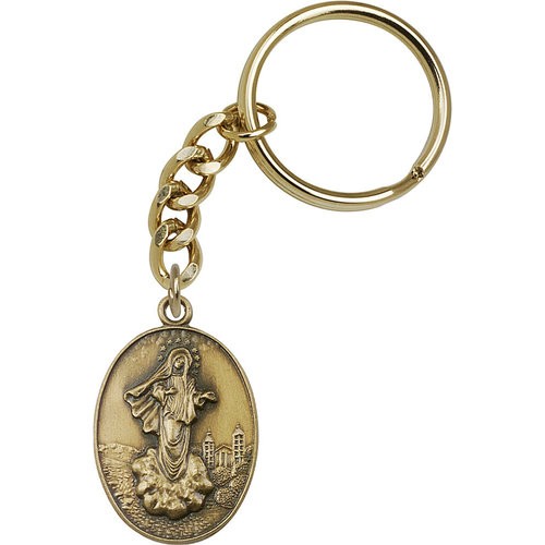 Bliss Medjugorje Keychain, Antique Gold Bliss Medjugorje Keychain, Antique Gold
