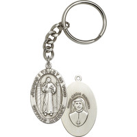 Divine Mercy Keychain, Antique Silver