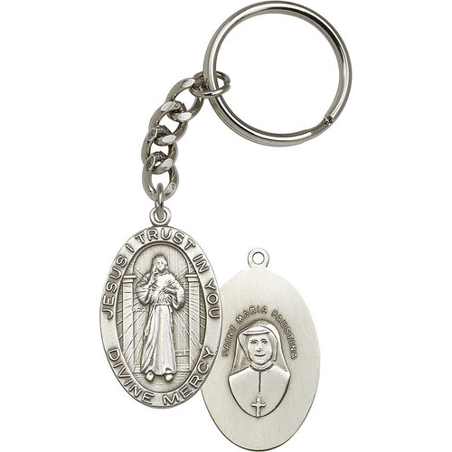 Bliss Divine Mercy Keychain, Antique Silver