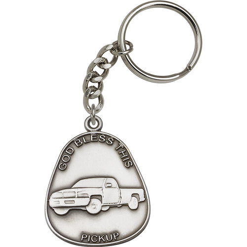 Bliss God Bless This Pickup Keychain, Antique Silver Bliss God Bless This Pickup Keychain, Antique Silver