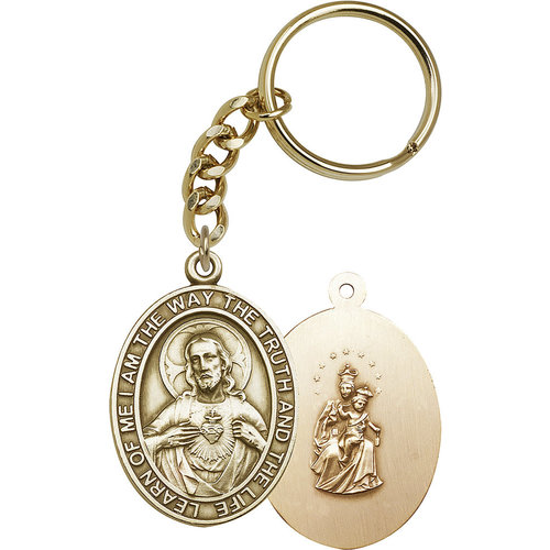 Bliss Scapular Keychain, Antique Gold Bliss Scapular Keychain, Antique Gold
