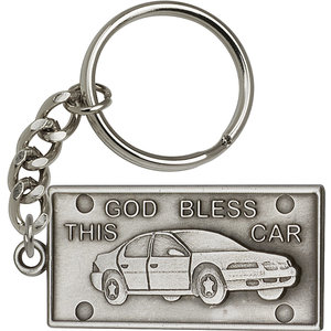Bliss God Bless This Car Keychain, Antique Silver