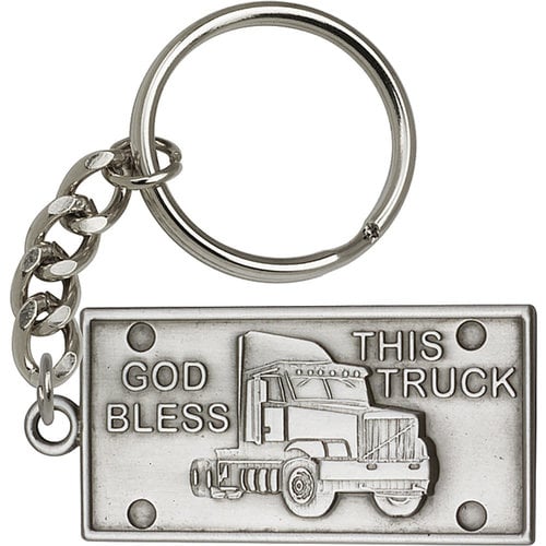 Bliss God Bless This Truck Keychain, Antique Silver