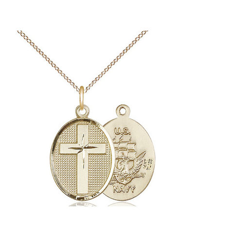 Bliss Cross / Navy Pendant, 14kt Gold Bliss Cross / Navy Pendant, 14kt Gold