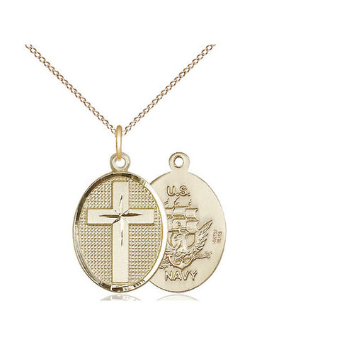 Bliss Cross / Navy Pendant, 14kt Gold Filled Bliss Cross / Navy Pendant, 14kt Gold Filled