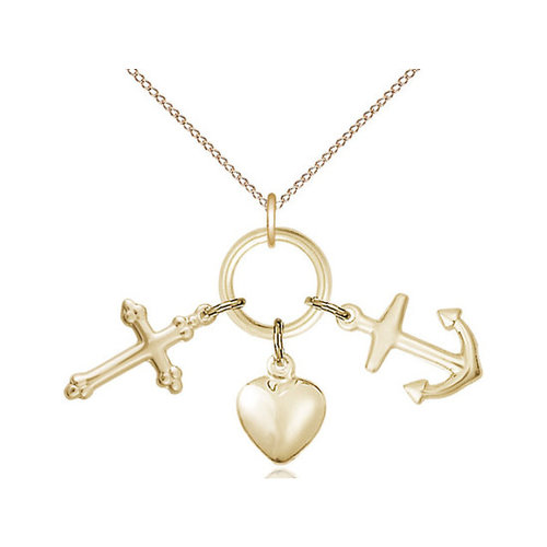 Bliss Faith, Hope & Charity Pendant, 14kt Gold Filled Bliss Faith, Hope & Charity Pendant, 14kt Gold Filled