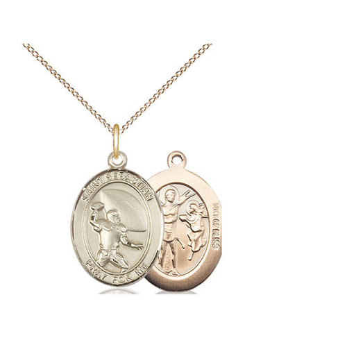 Bliss Saint Sebastian / Football Pendant, 14kt Gold Filled Bliss Saint Sebastian / Football Pendant, 14kt Gold Filled