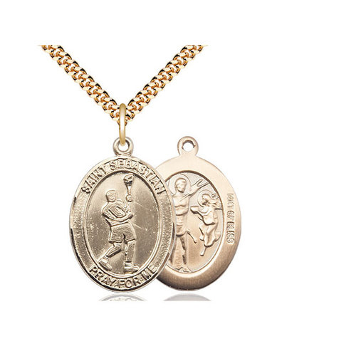 Bliss Saint Sebastian / Lacrosse Pendant, 14kt Gold Filled Bliss Saint Sebastian / Lacrosse Pendant, 14kt Gold Filled