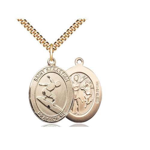 Bliss Saint Sebastian / Surfing Pendant, 14kt Gold Filled Bliss Saint Sebastian / Surfing Pendant, 14kt Gold Filled