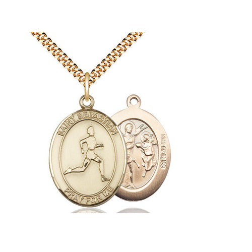 Bliss Saint Sebastian / Track & Field Pendant, 14kt Gold Filled Bliss Saint Sebastian / Track & Field Pendant, 14kt Gold Filled