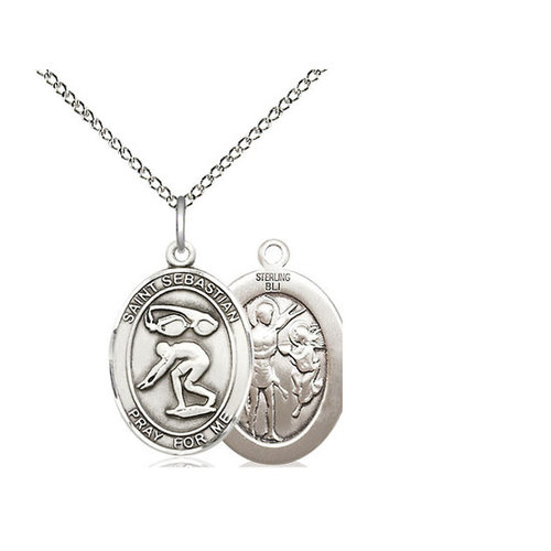 Bliss Saint Sebastian / Swimming Pendant, Sterling Silver Bliss Saint Sebastian / Swimming Pendant, Sterling Silver