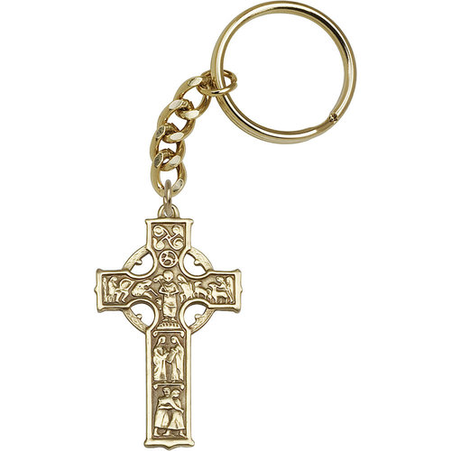 Bliss Celtic Cross Keychain, Antique Gold