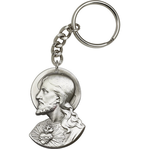 Bliss Sacred Heart Keychain, Antique Silver
