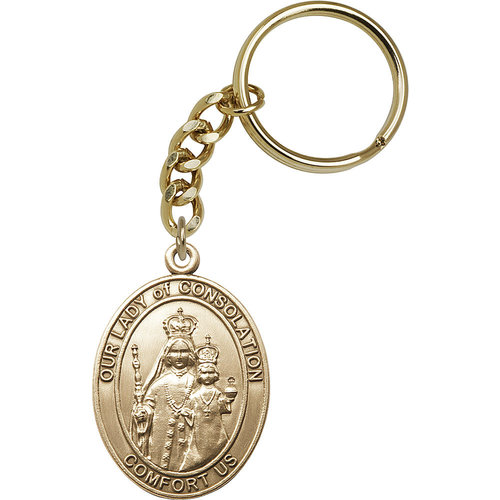Bliss Our Lady of Consolation Keychain, Gold Oxide
