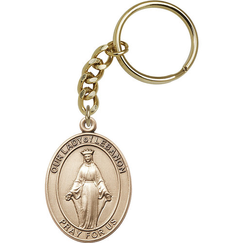 Bliss Our Lady of Lebanon Keychain, Gold Oxide Bliss Our Lady of Lebanon Keychain, Gold Oxide