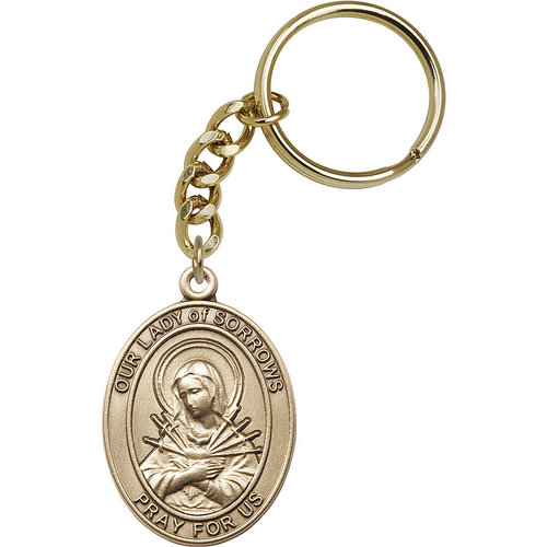 Bliss Our Lady of Sorrows Keychain, Gold Oxide Bliss Our Lady of Sorrows Keychain, Gold Oxide