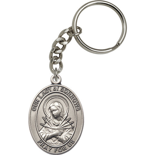 Bliss Our Lady of Sorrows Keychain, Silver Oxide