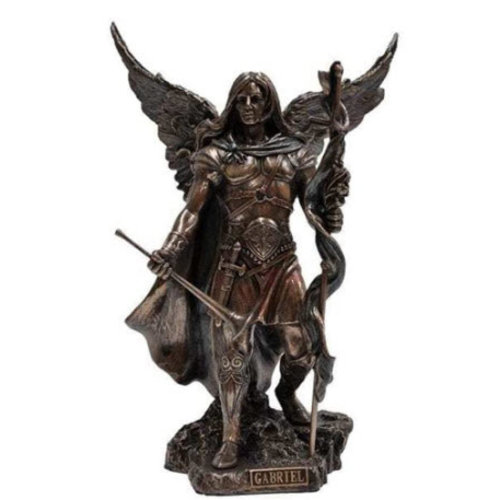 Unicorn Studios Bronze Statue of Archangel Gabriel With Trumpet And Cross