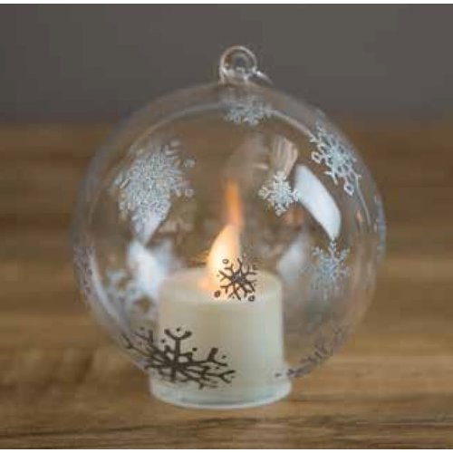 boston warehouse Pewter Snowflake Ornament With Moving Flame LED Tealight boston warehouse Pewter Snowflake Ornament With Moving Flame LED Tealight