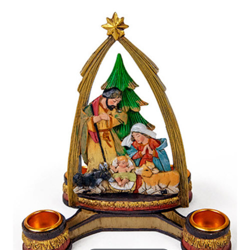 ROMAN Advent Nativity with Arch Candle Holder - Holy Family ROMAN Advent Nativity with Arch Candle Holder - Holy Family