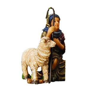 Three Kings Gifts 3 Inch Kneeling Shepherd with Lamb Ornament