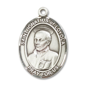 Bliss St. Ignatius of Loyola Pendant - Oval, Large, Sterling Silver