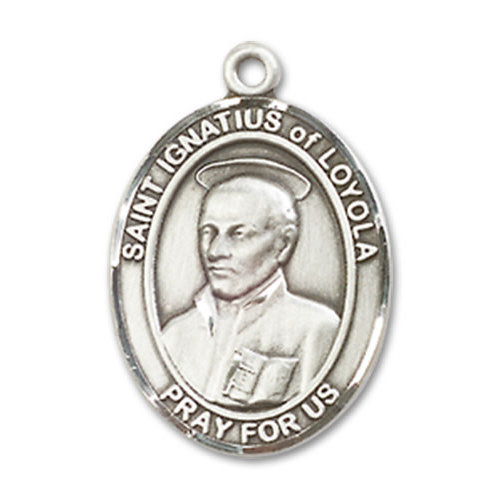 Bliss St. Ignatius of Loyola Pendant - Oval, Medium, Sterling Silver Bliss St. Ignatius of Loyola Pendant - Oval, Medium, Sterling Silver