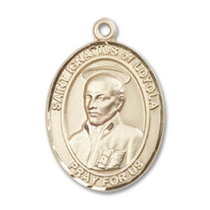 Bliss St. Ignatius of Loyola Pendant - Oval, Medium, 14kt Gold