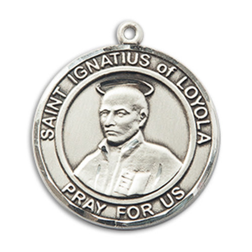 Bliss St. Ignatius of Loyola Pendant - Round, Medium, Sterling Silver Bliss St. Ignatius of Loyola Pendant - Round, Medium, Sterling Silver