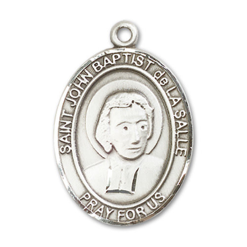 Bliss St. John Baptist de La Salle Pendant - Oval, Large, Sterling Silver Bliss St. John Baptist de La Salle Pendant - Oval, Large, Sterling Silver