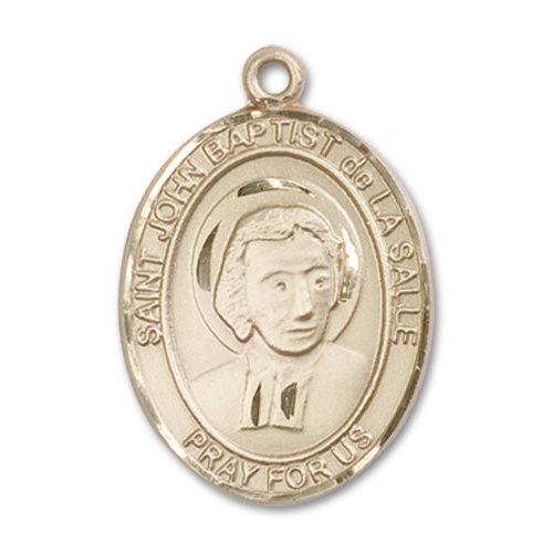 Bliss St. John Baptist de La Salle Pendant – Oval , Large, 14kt Gold Bliss St. John Baptist de La Salle Pendant – Oval , Large, 14kt Gold