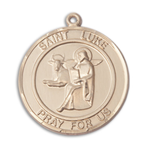 Bliss St. Luke the Apostle Pendant - Round, Large, 14kt Gold Bliss St. Luke the Apostle Pendant - Round, Large, 14kt Gold