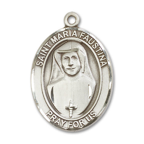 Bliss St. Maria Faustina Pendant - Oval, Large, Sterling Silver