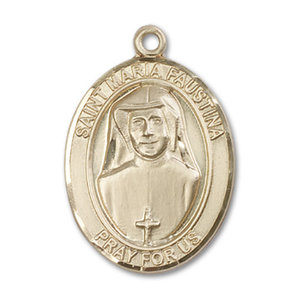 Bliss St. Maria Faustina Pendant - Oval, Large, 14kt Gold Filled