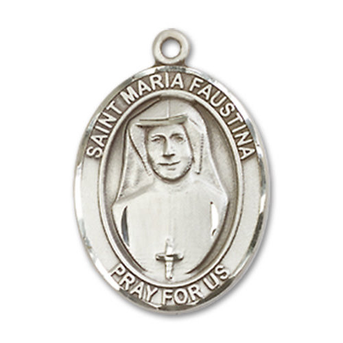 Bliss St. Maria Faustina Pendant - Oval, Medium, Sterling Silver Bliss St. Maria Faustina Pendant - Oval, Medium, Sterling Silver
