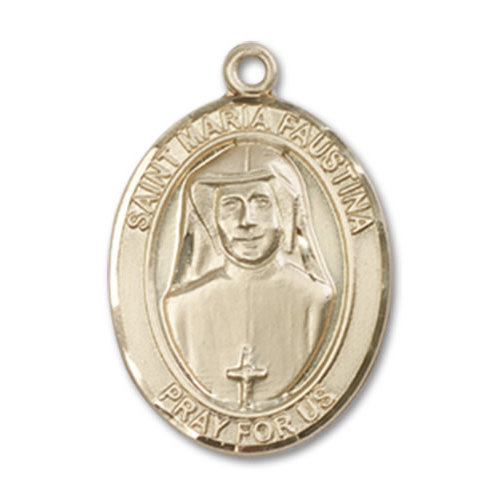Bliss St. Maria Faustina Pendant - Oval, Medium, 14kt Gold Bliss St. Maria Faustina Pendant - Oval, Medium, 14kt Gold