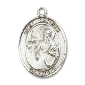 Bliss St. Matthew the Apostle Pendant, Sterling Silver - Oval, Large