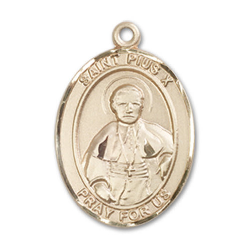 Bliss St. Pius X Pendant, 14kt Gold - Oval, Medium Bliss St. Pius X Pendant, 14kt Gold - Oval, Medium