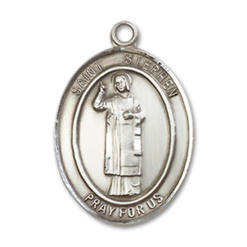 Bliss St. Stephen the Martyr Pendant, Sterling Silver - Oval, Medium