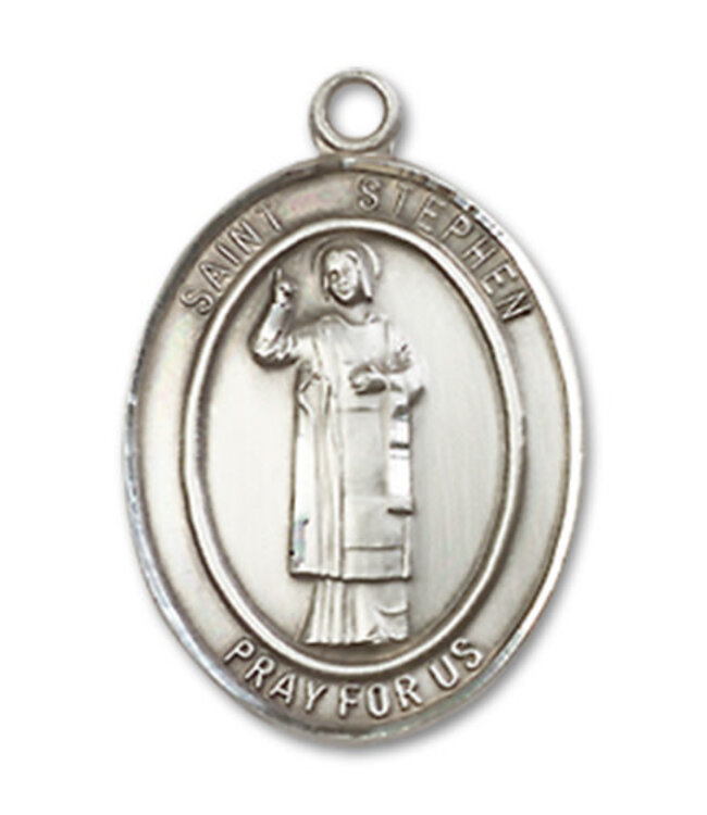 Bliss St. Stephen the Martyr Pendant, Sterling Silver - Oval, Medium